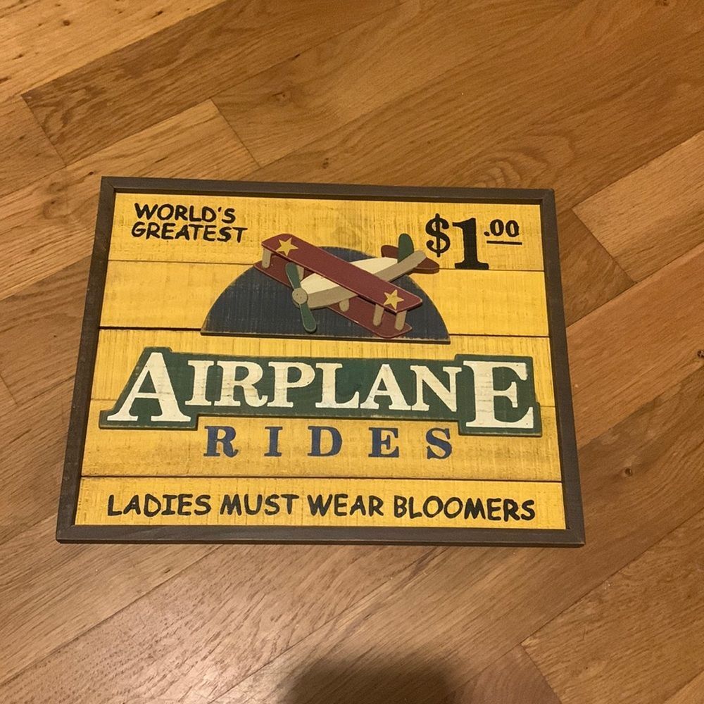 World's Greatest Airplane Rides Ladies Must Wear Bloomers Wooden Wall Art 10x13